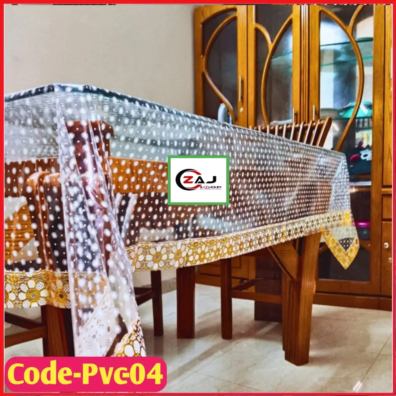 ৮ সিটের টেবিল কভার প্রিন্টেড স্বচ্ছ পরিষ্কার ওয়াটারপ্রুফ কোড - PVC 04